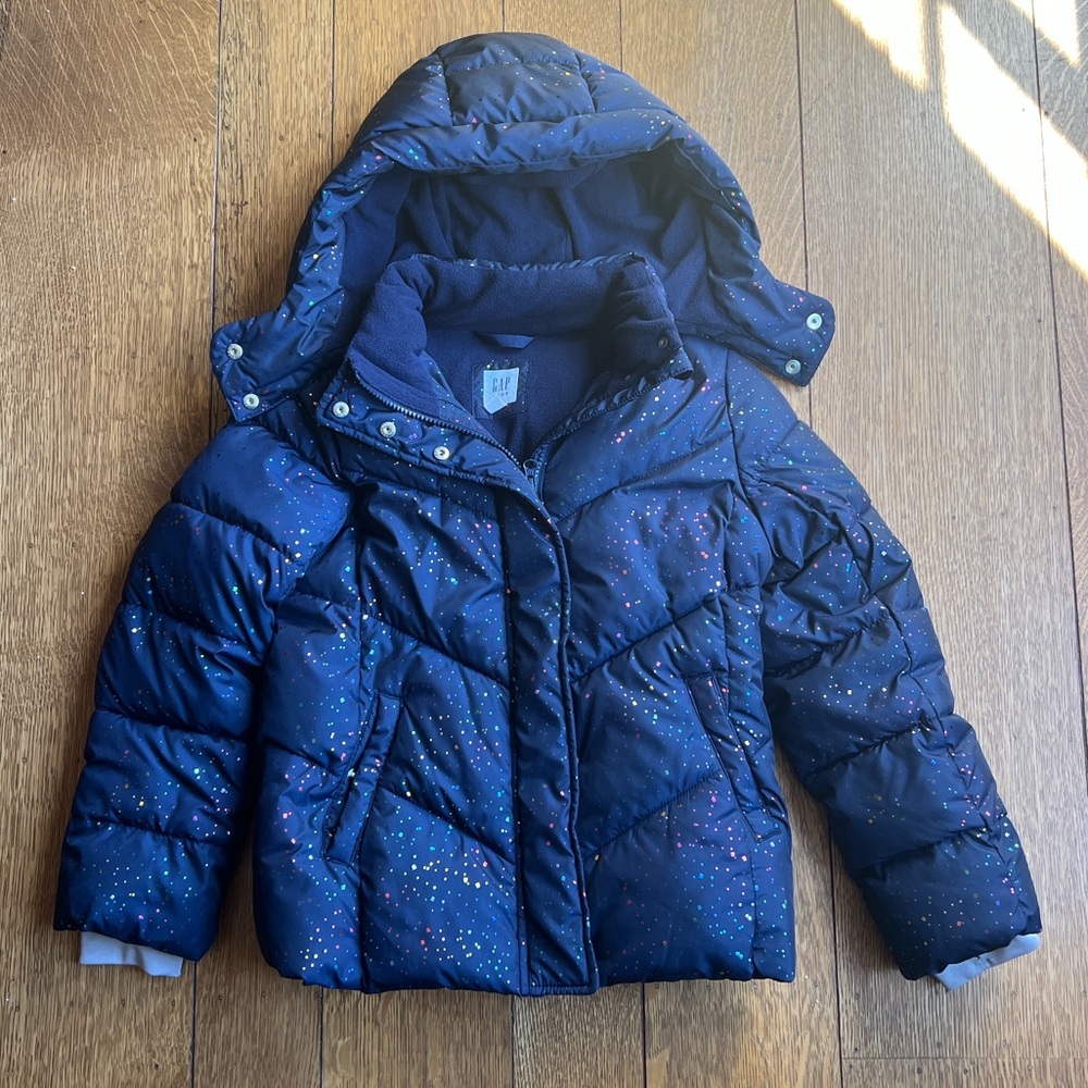 GAP Kids Dark Blue Puffer with Multicolor Dots